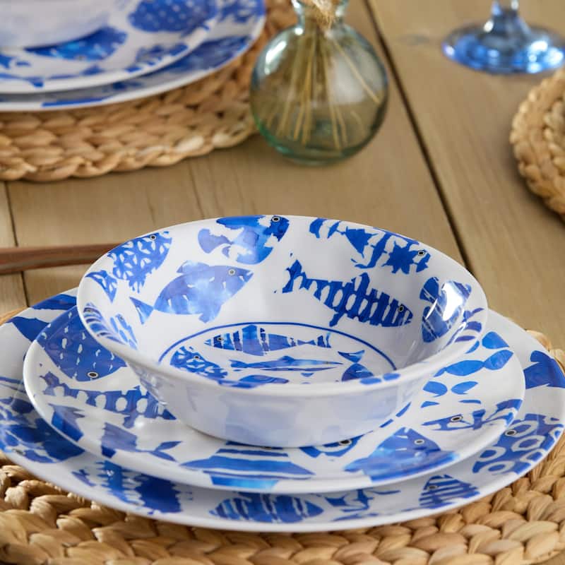 Certified International Fish Tale Melamine 22 oz. All Purpose Bowls, Set of 6 - 7.50"L x 7.50"W x 2.00"H