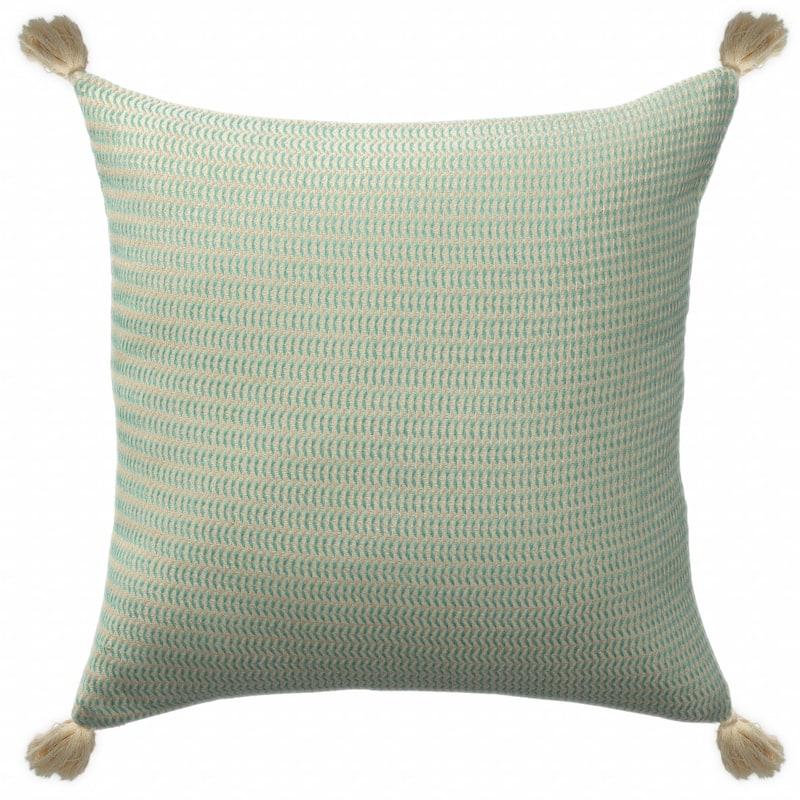 HomeRoots 18" X 18" Light Turquoise And Ivory 100% Cotton Striped Zippered Pillow