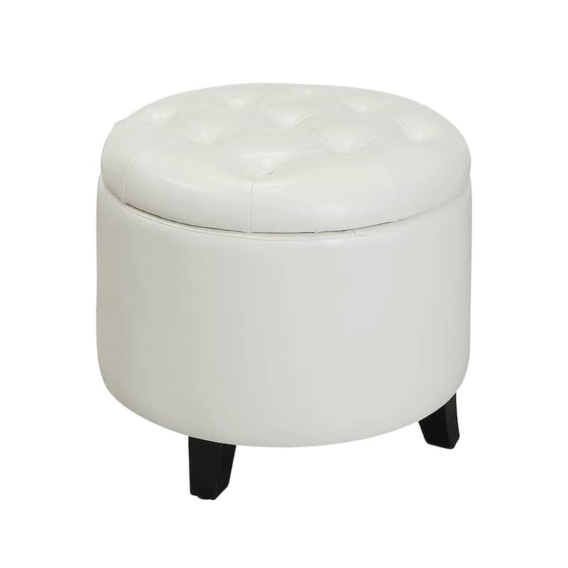 Round Ottoman - Upholstered Footrest and Storage Accent with Multi-Purpose Seating for Living Room or Bedroom Decor
