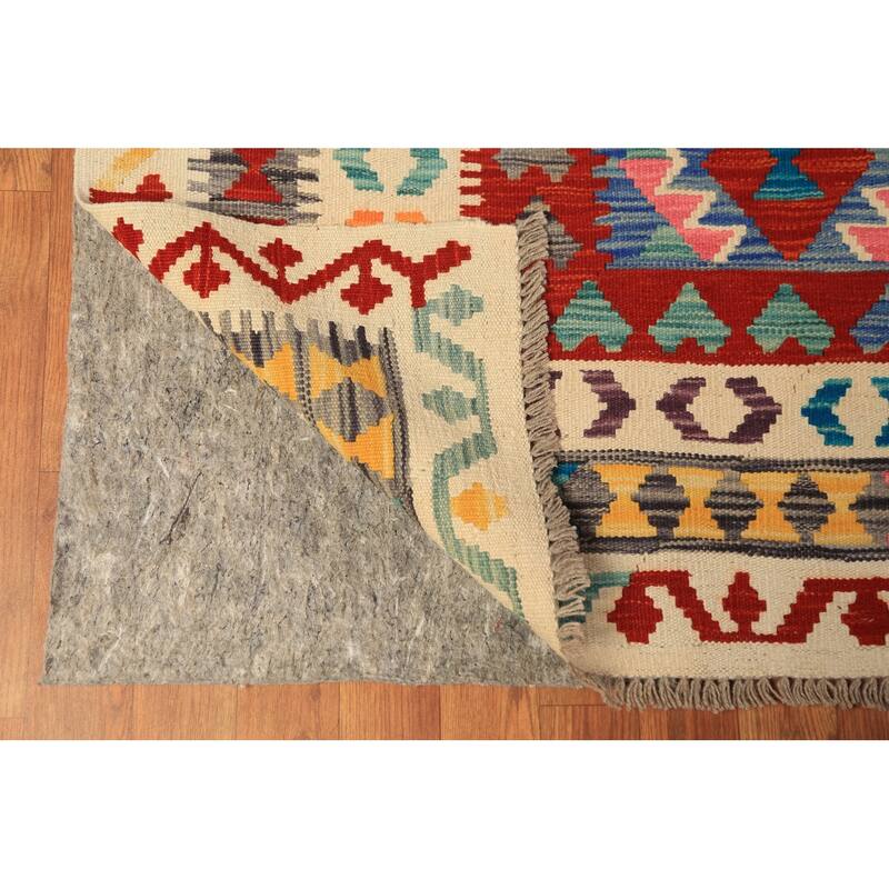 Multi-Color Kilim Oriental Area Rug Flatweave Wool Carpet - 9'9"x 12'11"