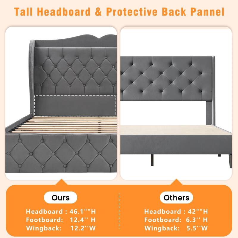 Queen Bed Frame with 4 Storage Drawers