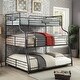 preview thumbnail 1 of 7, Syd Industrial Black Metal Triple Decker Bunk Bed by Furniture of America Antique Black