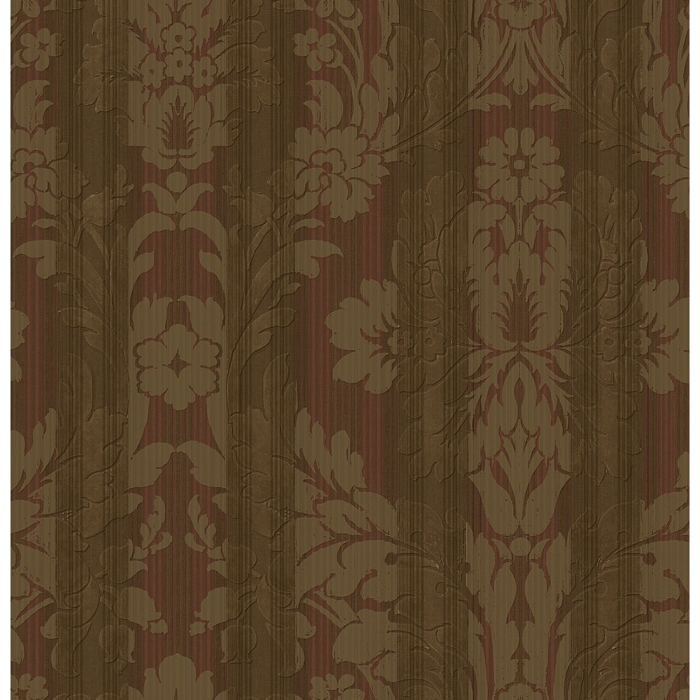 Seabrook Designs Sevda Striped Damask Unpasted Wallpaper