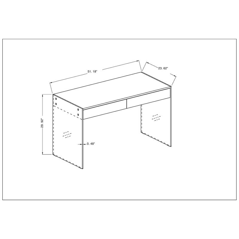 Somette Contemporary Gloss White & Glass Desk