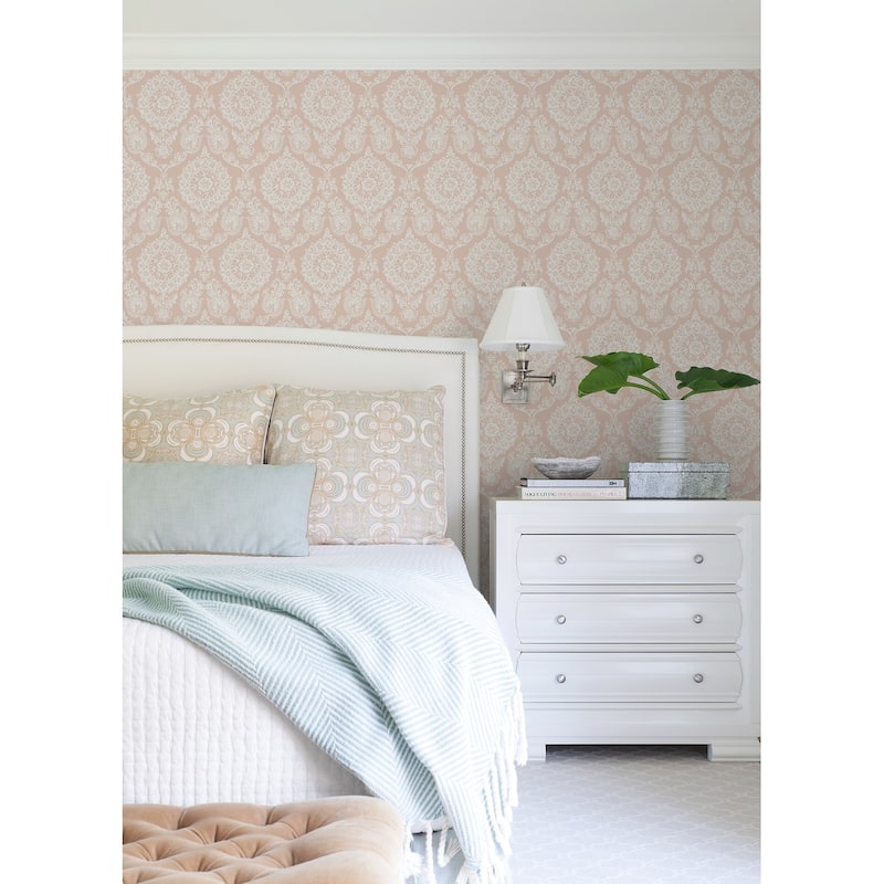 Chesapeake Helm Damask Blush Floral Medallion Wallpaper