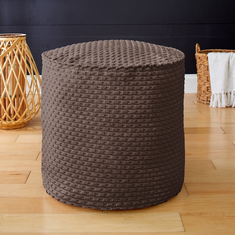 Sorra Home Indoor Soft Chunky Corduroy Small Round Pouf - Becklee Chocolate
