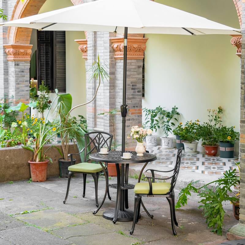 Outdoor 10' Round Patio Vented Umbrella, Crank, Push Button Tilt