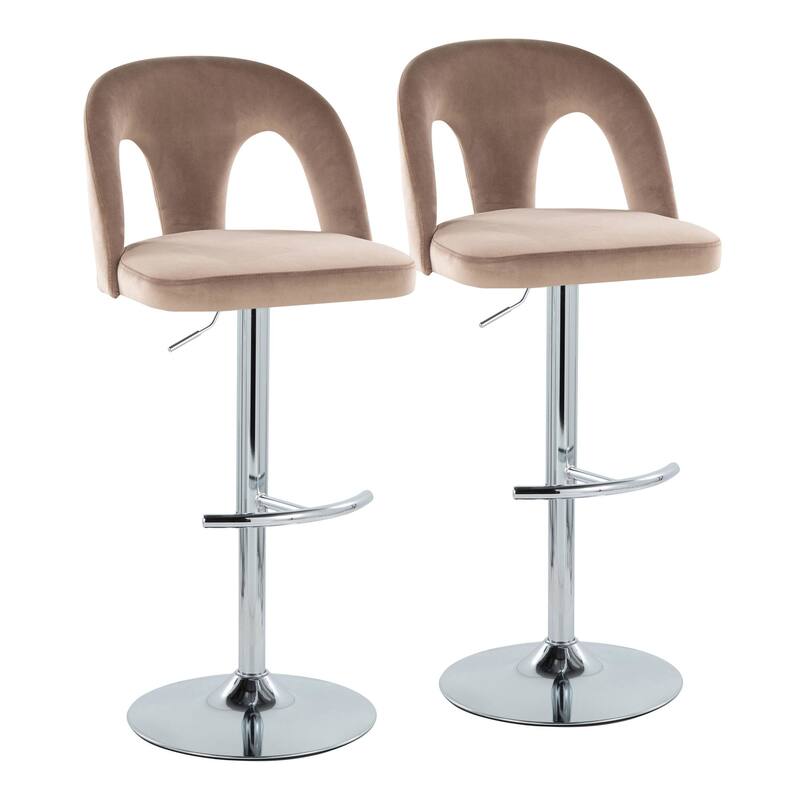 Ava Upholstered Adjustable Barstool - Set of 2 - Taupe