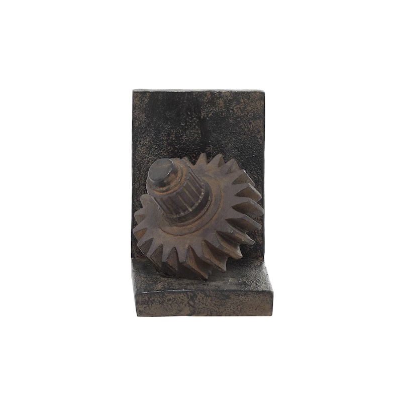 Polystone Gear Decorative Bookends - Set of 2 Brown - Roche River Decor