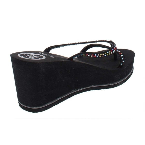 guess black wedge flip flops