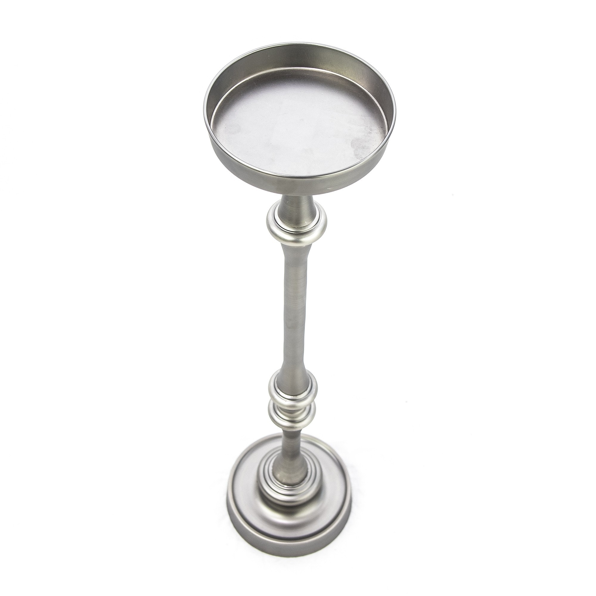 Brushed Silver Finish Drink Size Accent Table Brushed Silver Finish Drink Size Accent Table
