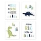 preview thumbnail 1 of 4, Sweet Jojo Designs Blue and Green Dream Big Dino Mod Dinosaur Collection Wall Decor Art Prints (Set of 4)