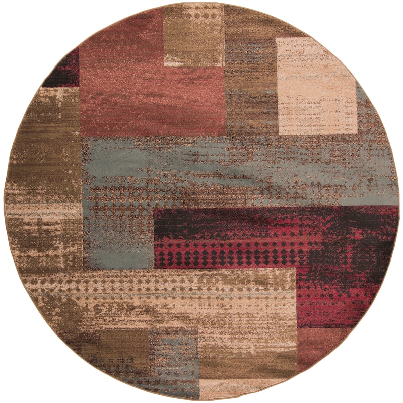 Artistic Weavers Colma Color Block Multicolor Area Rug - 8' Round - Red