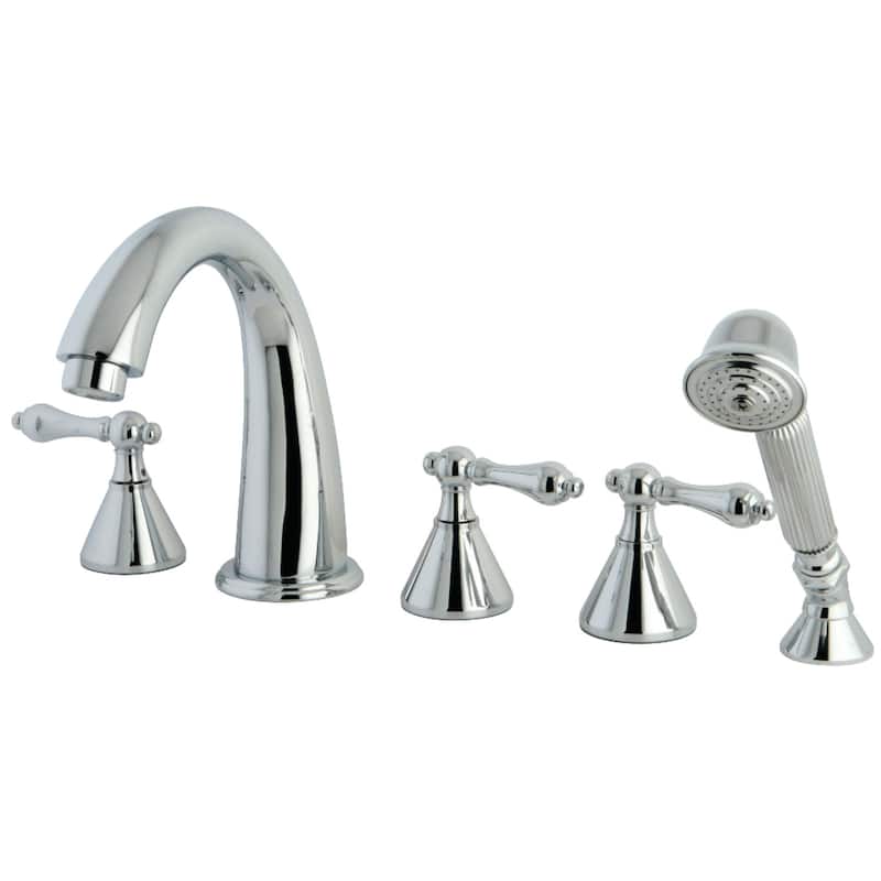 Roman 5-Hole Deck Mount Roman Tub Faucet with Hand Shower in Brushed Nickel