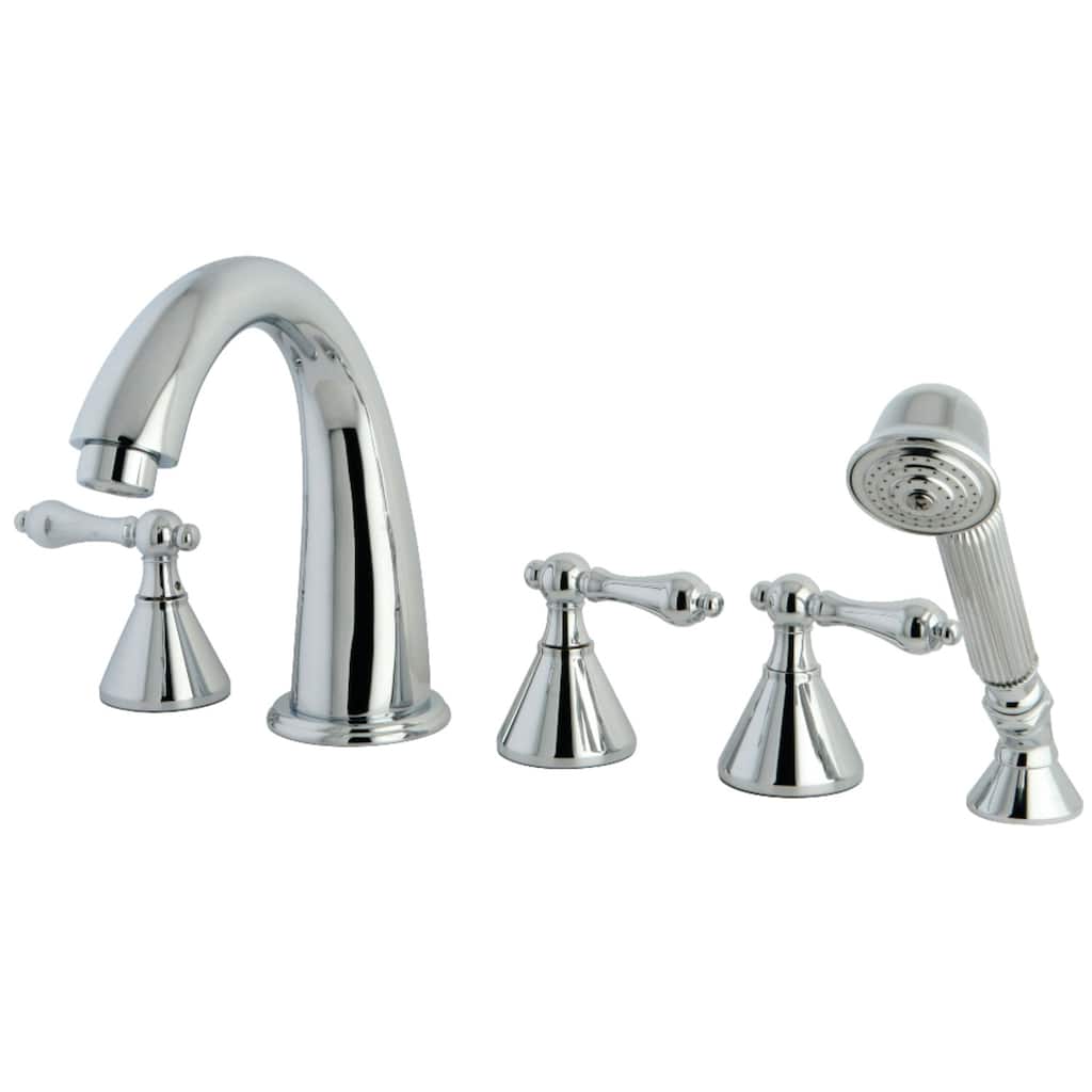 Roman 5-Hole Deck Mount Roman Tub Faucet with Hand Shower in Brushed Nickel