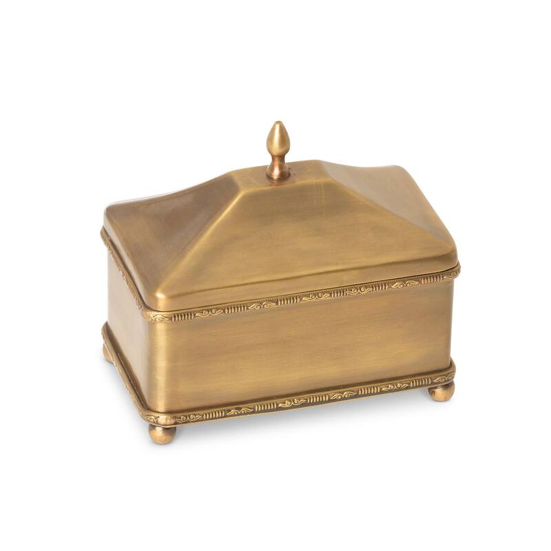 Brass Escritoire Boxes, Set Of 3 - Rectangle: 5.75"L x 3.5"W x 5.5"H