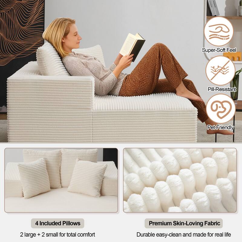 54" W Oversized Chaise Lounge Sofa Couch