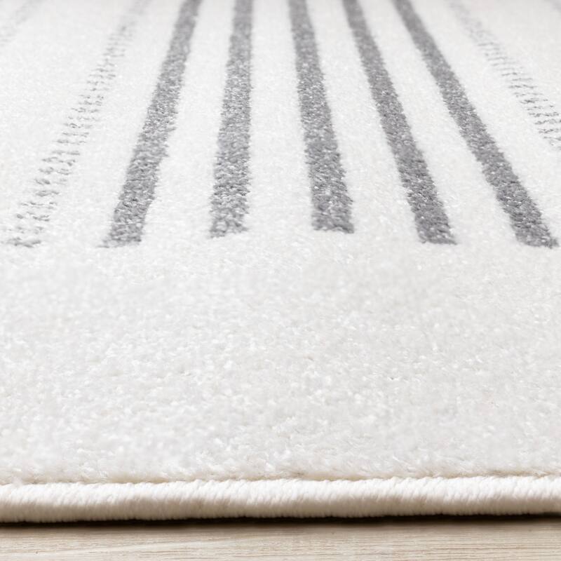 Covington Collection - Cream Grey Striped Neutral Indoor Area Rug