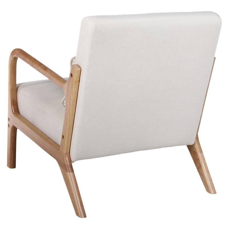 Mid-Century Modern Accent Chair with Solid Wood Frame and Detachable Lumbar Pillow for Living Room or Bedroom