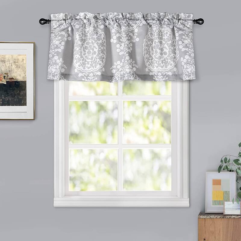 The Curated Nomad Alameda Pastel Damask Printed Classic Window Valance