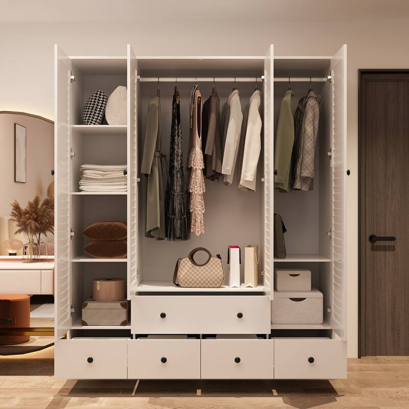 Contemporary Modern Freestanding Wardrobe Armoire Closet, 70", White