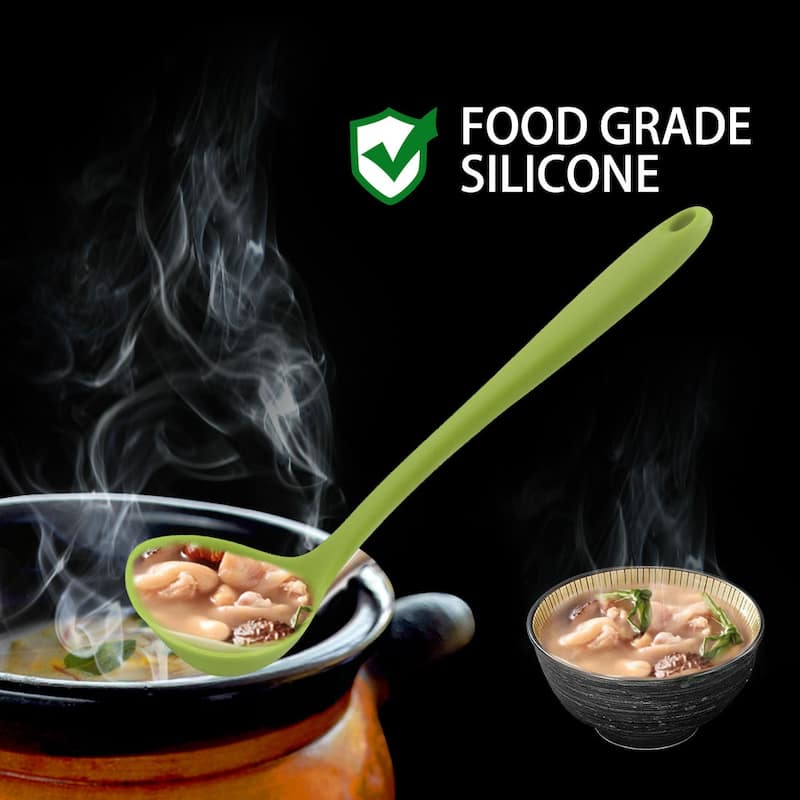 Silicone Soup Ladle Spoon 11.6 "Leng Heat Resistant One Piece - 11.6" x 3.5"(L*W)