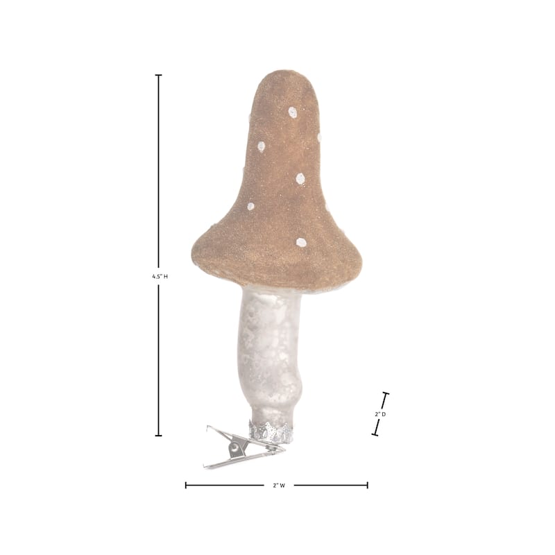 4.5" Glass Toadstool Mushroom Ornament Set of 6