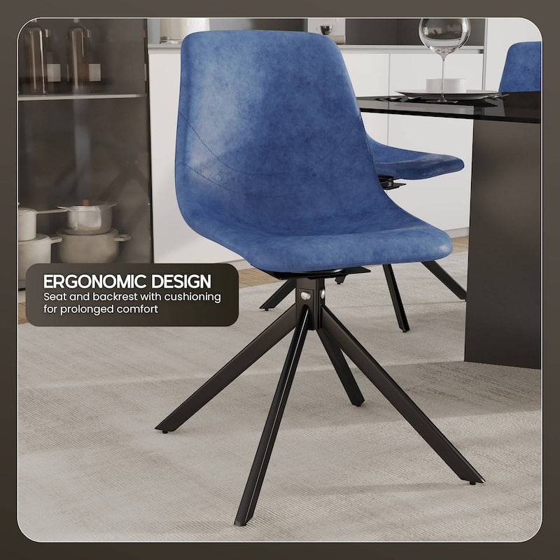 Markley Modern Leather Upholstered Dining Chair with Iron legs, Padded Seat and Backrest, Swivel Accent Side Chair