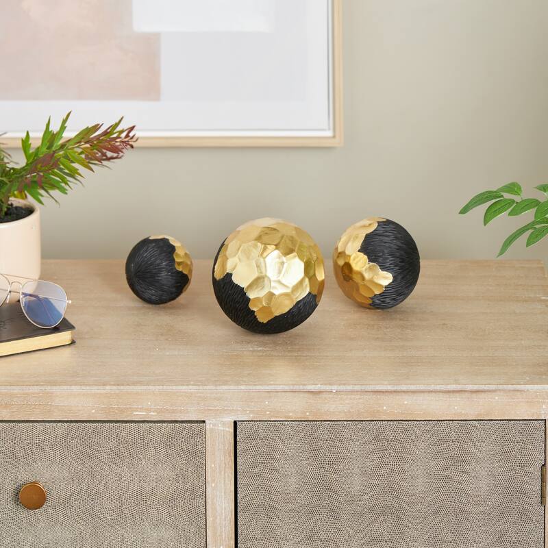 Gold or White Resin Decorative Orbs & Vase Filler with Varying Sizes (Set of 3)