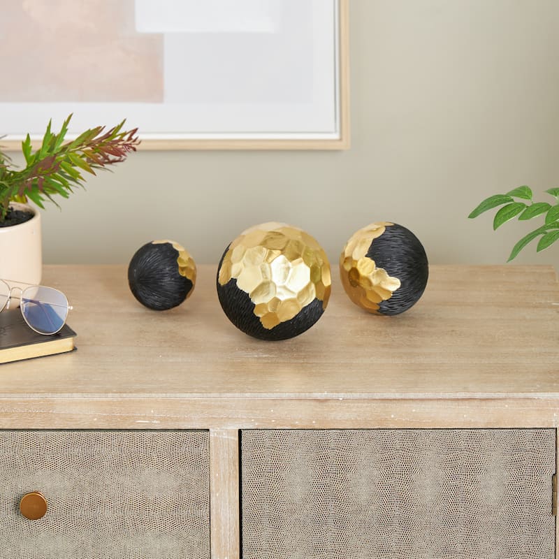 Resin Decorative Orbs & Vase Filler with Varying Sizes - Set of 3 Gold or White - Roche River Decor