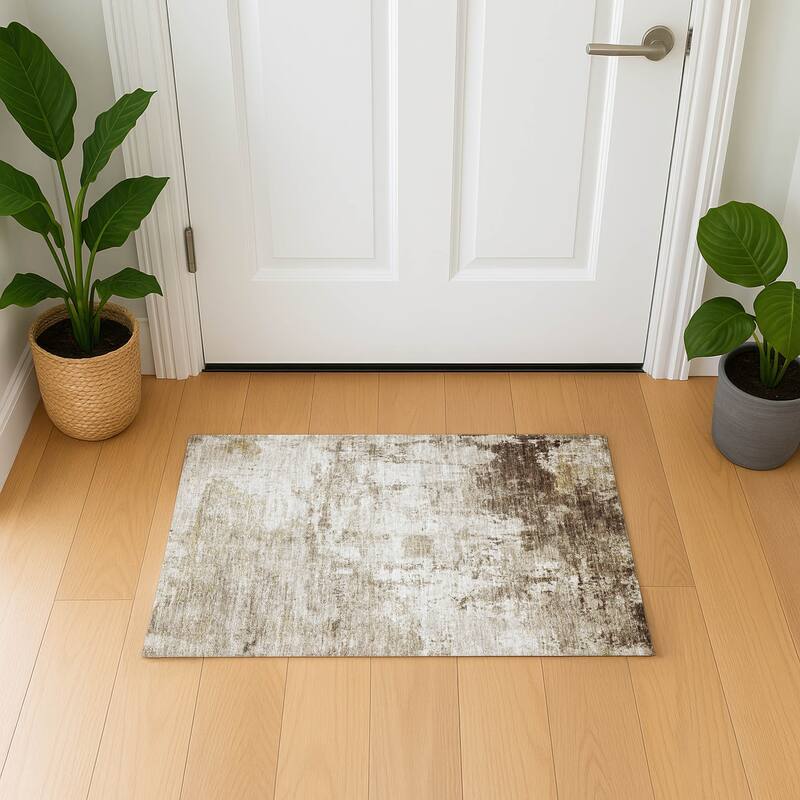 Premium Washable Super Soft Abstract Glam Mayfield Rug - Brown - 1'8" x 2'6"