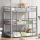 preview thumbnail 22 of 22, Metal Twin Size Triple Bunk Bed with Guardrails, Black