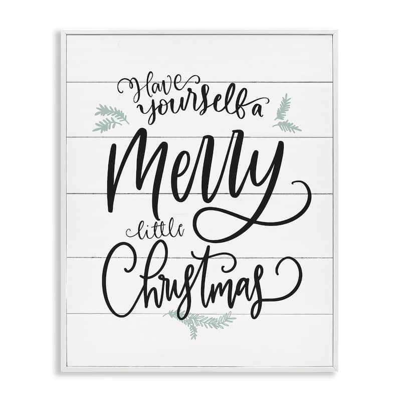 Stupell A Merry Little Christmas Black White and Blue Framed Art, Proudly Made in USA