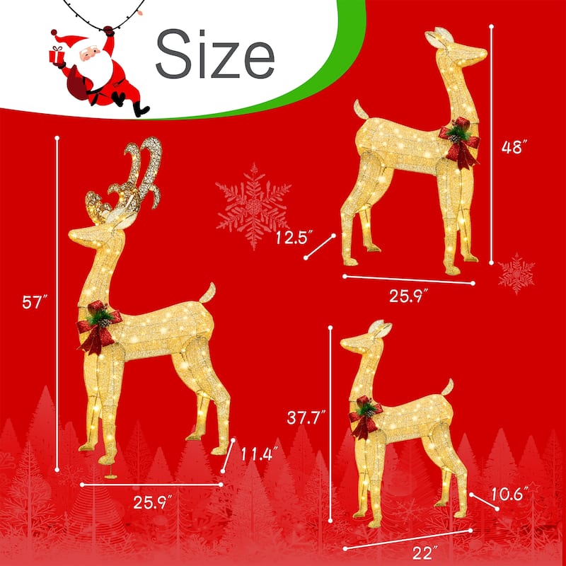 Futzca Christmas Light Holiday Reindeer & Sleigh, Santa