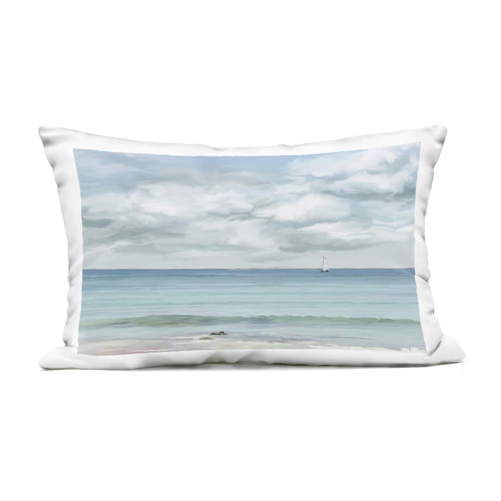 Stupell Tranquil Cloudy Beach View Printed Outdoor Throw Pillow Design by Ramona Murdock