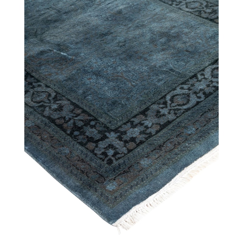 Overton Hand Knotted Wool Vintage Inspired Modern Contemporary Overdyed Gray Runner Rug - 2' 7" x 16' 4"