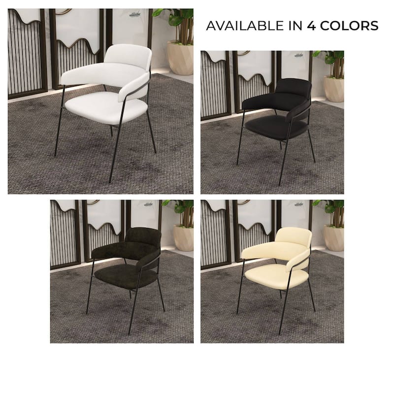 LeisureMod Set of 4 Axis Upholstered Dining Chairs with Curved Backrest, Contemporary Accent Side Chair for Home Office Bedroom