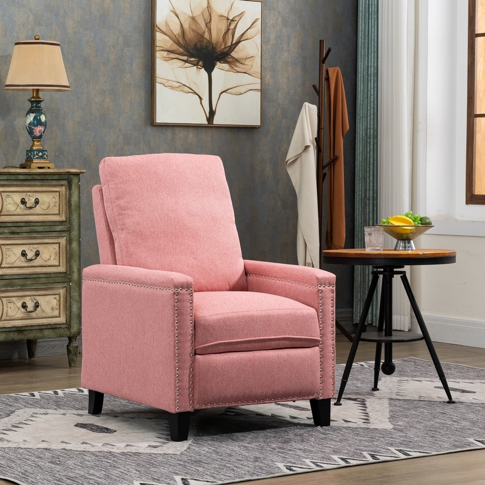 Pink velvet best sale recliner chair