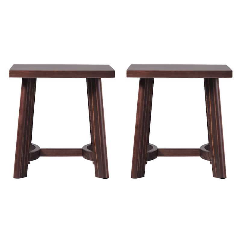 Walker Edison Modern Farmhouse Square Solid Wood Side Table (Set of 2)