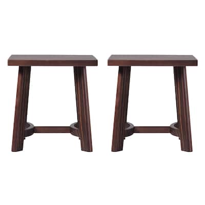 Walker Edison Modern Farmhouse Square Solid Wood Side Table (Set of 2)