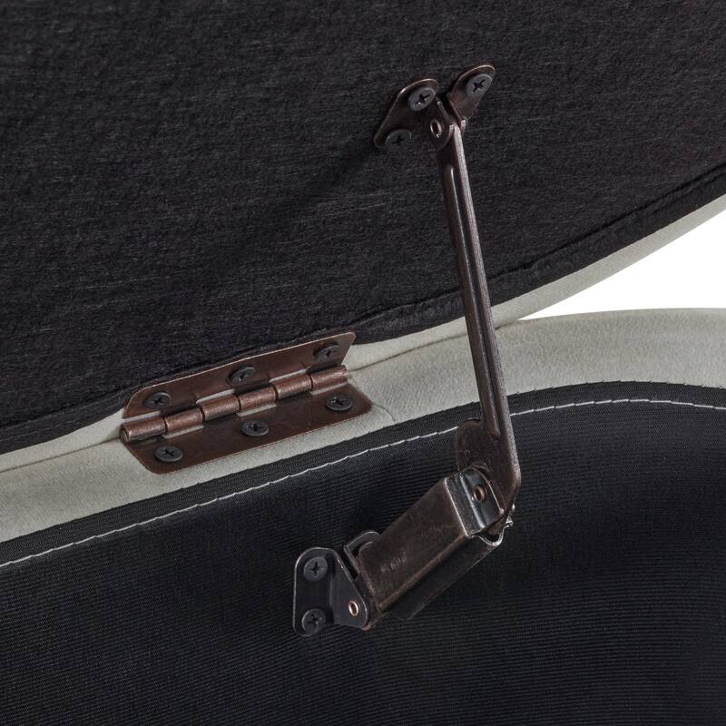 MCombo Storage Ottoman Bench, Upholstered Fabric End of Bed Bench with Storage, 47-inch Oval Footstool W495