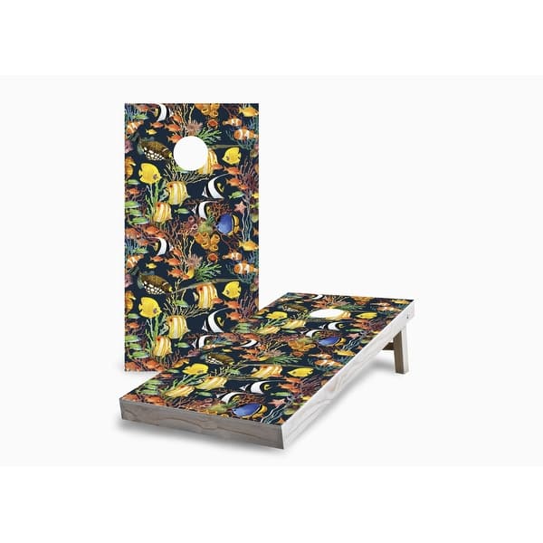 slide 2 of 7, School of Fish Cornhole Game (Choose Wraps or Boards) 2x4 Boards (24" x 48") - Include ALL Accessories