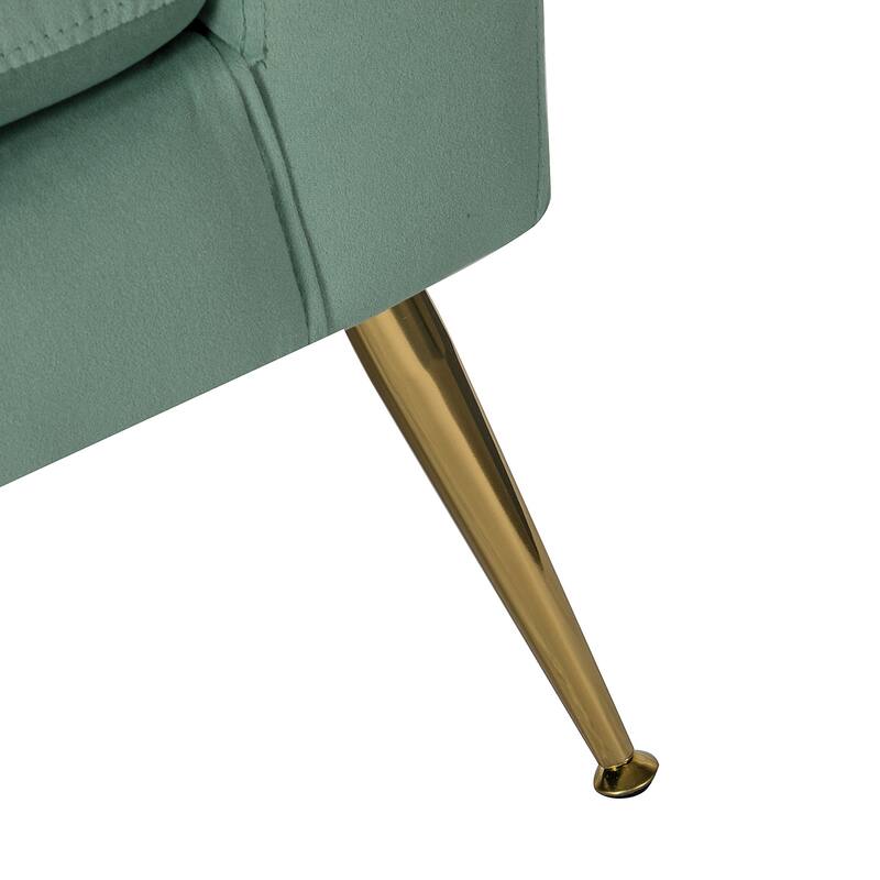 Lilia Contemporary Velvet Upholstered Tufted Back Armchair with Metal Golden legs by HULALA HOME