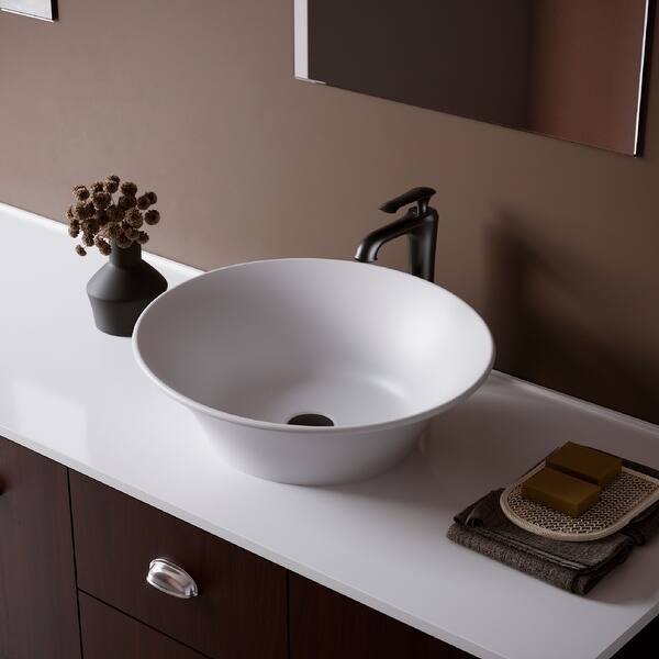 slide 2 of 11, Karran Quattro Vibrant Matte White Acrylic 21 in. Oval Bathrom Vessel Sink