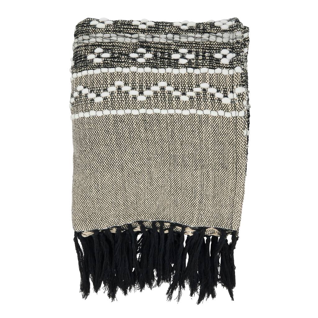 Artisanal Multi-Pattern Fringed Throw