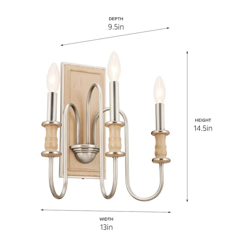 Kichler 52473 Karthe 3 Light 15" Tall Wall Sconce