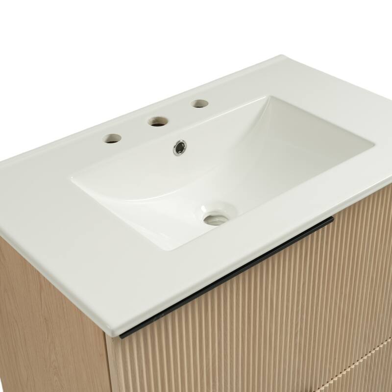 Christopher Knight Home - Moss 30" Bathroom Vanity with Ceramic Sink and Full-Extension Drawers