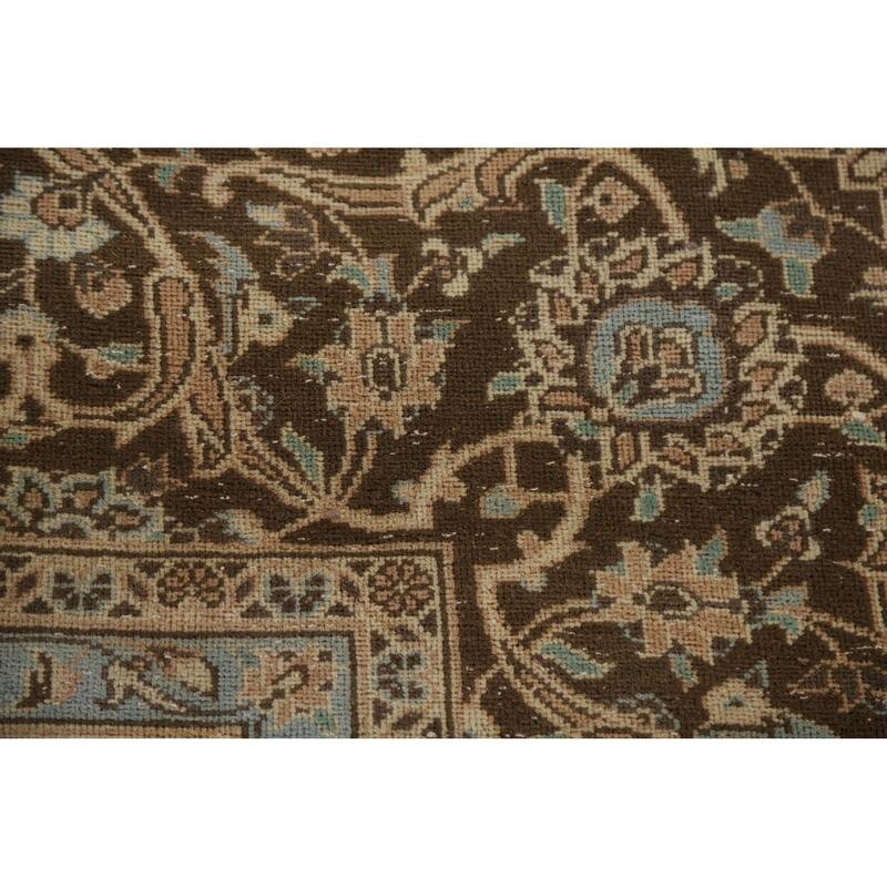 Hand Knotted Oriental 100% Wool Carpet Traditional Floral Oranges & Rust Mashad Area Rug - 13' 5'' X 9' 8''