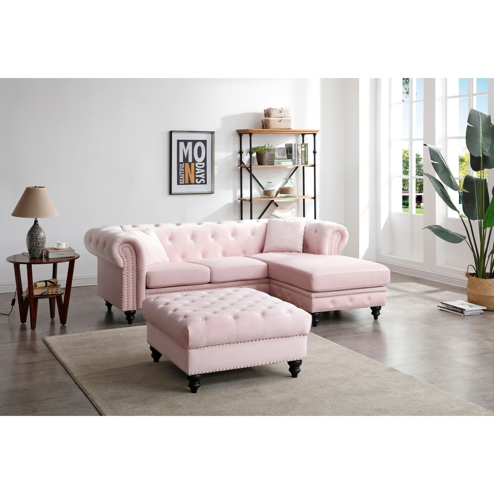 Light pink top velvet couch