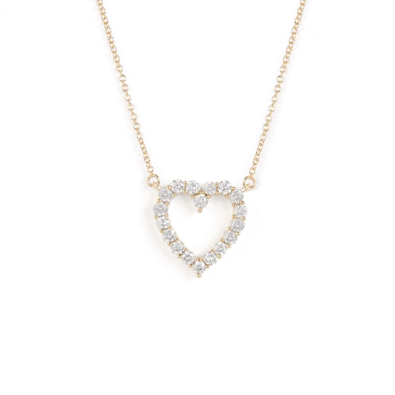 De Couer IGI Certified 14K Gold 1/2ct Diamond Open Heart Pendant Necklace for Women